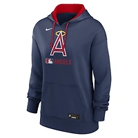Women's Nike Navy Los Angeles Angels Authentic Collection Lockup Alternate Logo Therma Hoodie