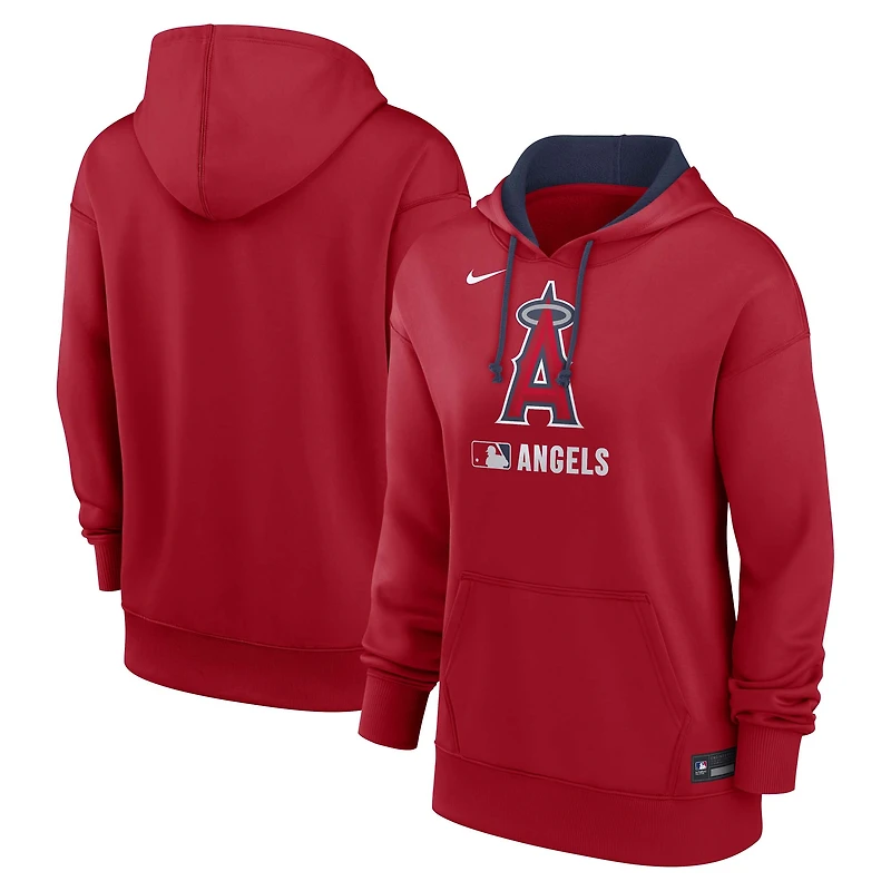 Sweat à capuche Nike rouge Therma Authentic Collection des Los Angeles Angels pour femme