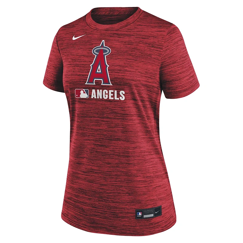 T-shirt Nike rouge authentique des Los Angeles Angels pour femme Velocity Dri-FIT