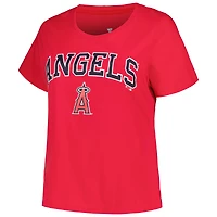 T-shirt rouge avec logo Arch de taille grande pour femmes, Los Angeles Angels