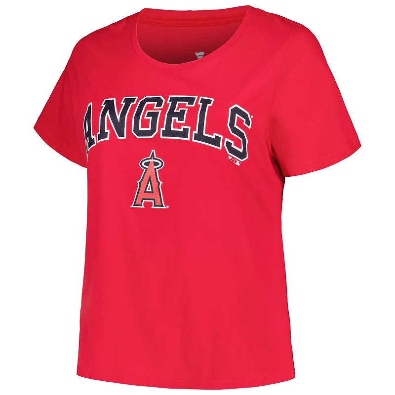 T-shirt rouge avec logo Arch de taille grande pour femmes, Los Angeles Angels
