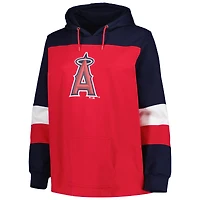 Women's Red Los Angeles Angels Plus Colorblock Pullover Hoodie