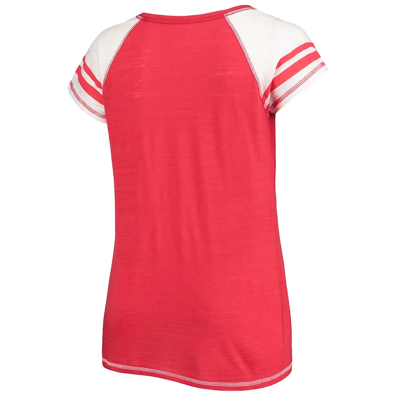 T-shirt à col en V trois mélanges raglan pour femmes, doux comme un raisin, Los Angeles Angels Curvy Color Block