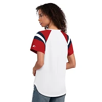 Women's Starter  White Los Angeles Angels Game On Notch Neck Raglan T-Shirt