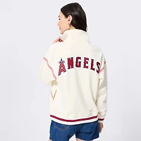 Pull à col zippé Terez crème pour femme, motif baseball des Angels de Los Angeles