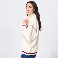 Women's Terez  Cream Los Angeles Angels Baseball Stitch Quarter-Zip Pullover