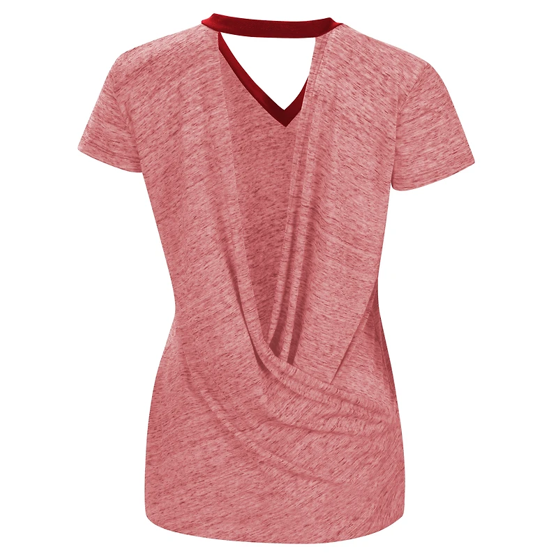 T-shirt à col en V pour femme Touch Los Angeles Angels Halftime Back Wrap Top rouge