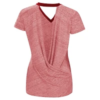 T-shirt à col en V pour femme Touch Los Angeles Angels Halftime Back Wrap Top rouge