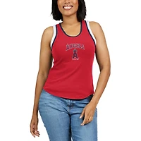 WEAR by Erin Andrews Débardeur rouge à dos nageur color block Los Angeles Angels pour femmes