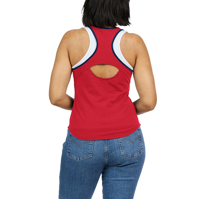 WEAR by Erin Andrews Débardeur rouge à dos nageur color block Los Angeles Angels pour femmes