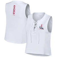 Débardeur WEAR by Erin Andrews Los Angeles Angels blanc à lacets pour femme