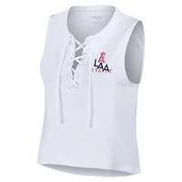 Débardeur WEAR by Erin Andrews Los Angeles Angels blanc à lacets pour femme