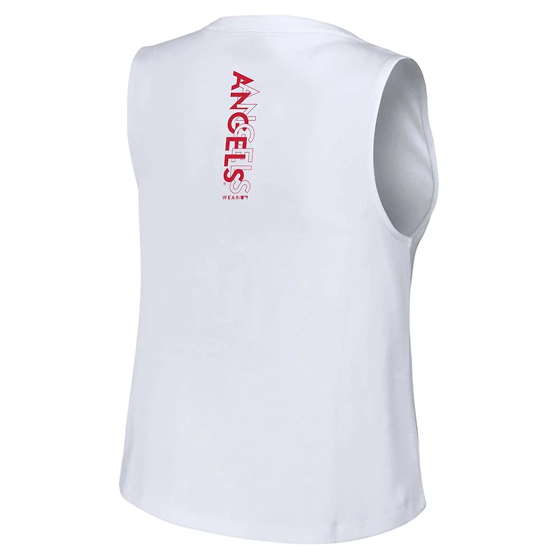 Women's WEAR by Erin Andrews White Los Angeles Angels Lace-Up Tank Top