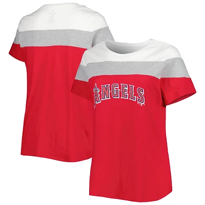T-shirt Los Angeles Angels colorblock grande taille blanc/rouge pour femme