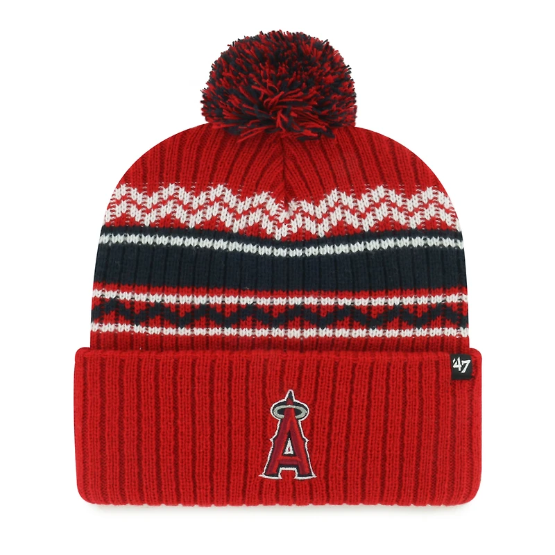 Youth '47 Red Los Angeles Angels Polar Vortex Cuffed Knit Hat with Pom