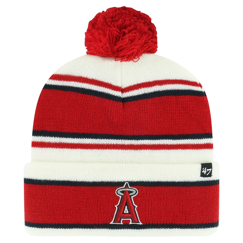 Youth '47 White/Red Los Angeles Angels Stripling Cuffed Knit Hat with Pom