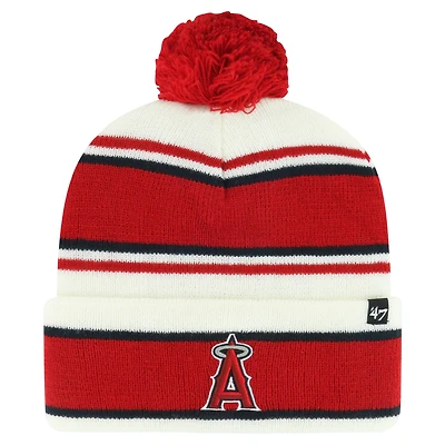 Bonnet en tricot à revers Stripling Los Angeles Angels '47 blanc/rouge pour jeune avec pompon