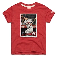 T-shirt en mélange de trois matières, hommage à Mike Trout, carte baseball Topps rouge des Angels Los Angeles, pour jeunes