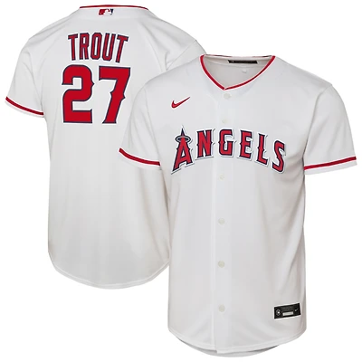 Maillot de joueur réplique domicile Nike Mike Trout blanc des Los Angeles Angels pour jeunes