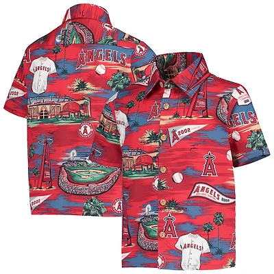 Haut boutonné bleu Los Angeles Angels Scenic pour jeune Reyn Spooner
