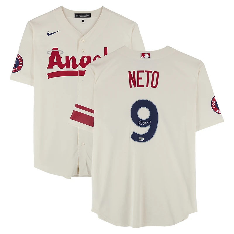 Zach Neto Los Angeles Angels Autographed Cream Nike City Connect Replica Jersey