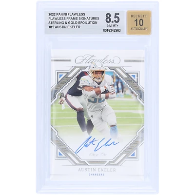 Carte Panini Flawless Sterling & Gold Efoilution #FFS-AE #1/1 authentifiée 8,5/10 signée Austin Ekeler Los Angeles Chargers 2022