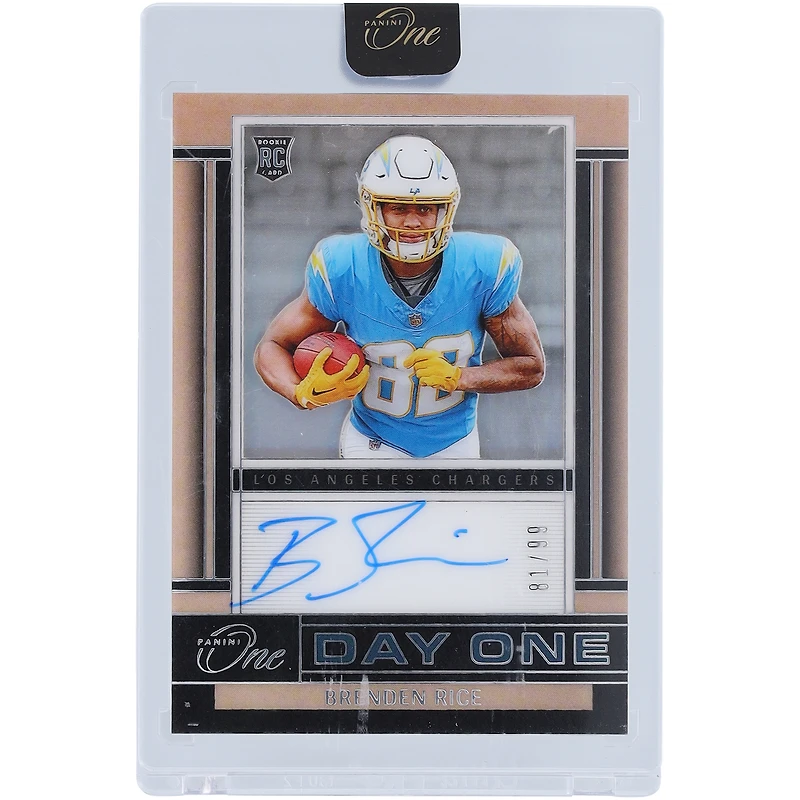 Carte de recrue autographiée de Brenden Rice (Los Angeles Chargers), Panini One Day One 2024, n° 145, n° 81/99