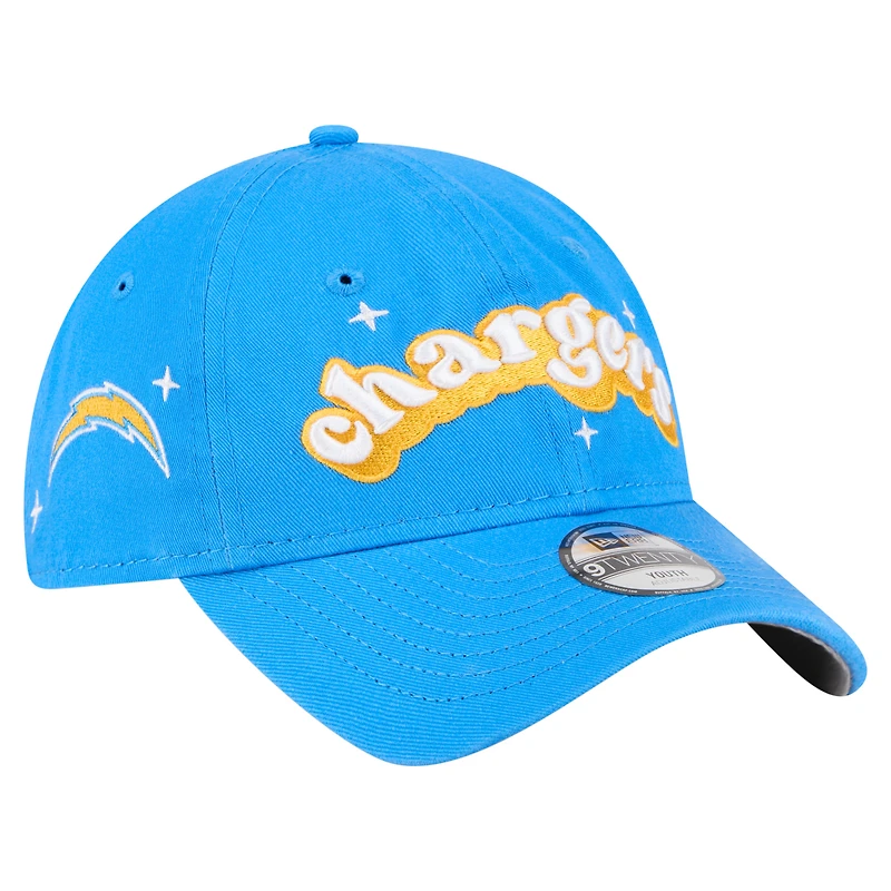 Casquette ajustable New Era bleu poudré pour jeunes filles des Los Angeles Chargers Cheer 9TWENTY