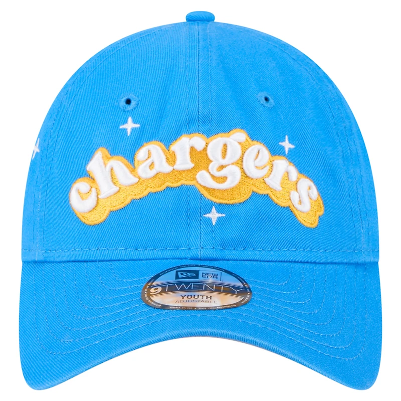 Casquette ajustable New Era bleu poudré pour jeunes filles des Los Angeles Chargers Cheer 9TWENTY