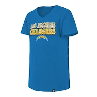 T-shirt à col en V sequins inversés Los Angeles Chargers New Era pour fille