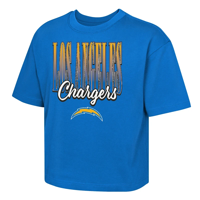 T-shirt boxy Big City bleu poudre pour jeunes filles des Los Angeles Chargers