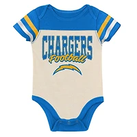 Infant & Newborn Outerstuff Los Angeles Chargers Up One Three-Piece Bodysuit, Bib Booties Set