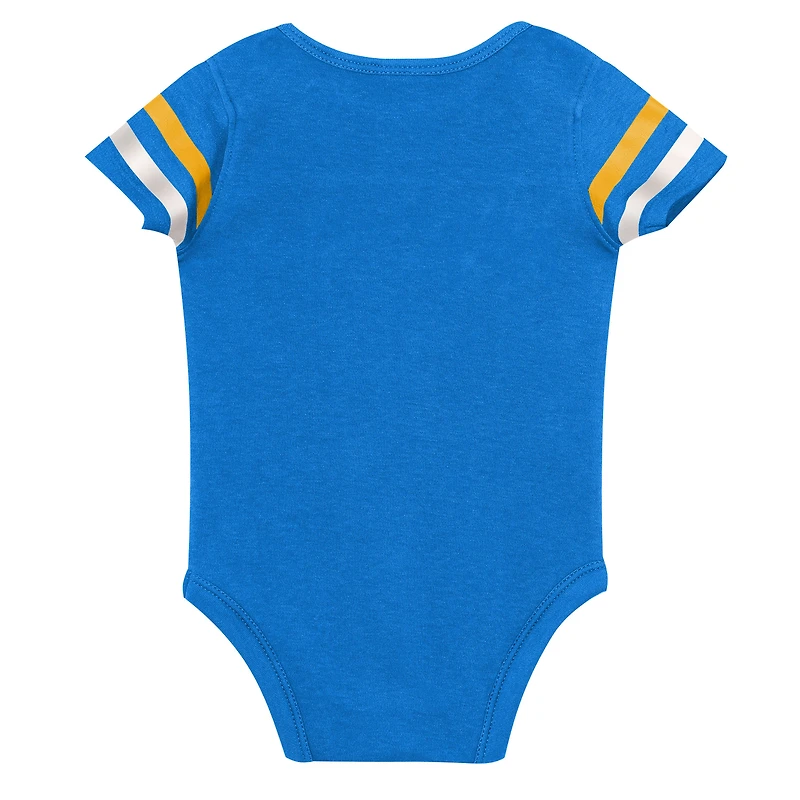 Infant & Newborn Outerstuff Los Angeles Chargers Up One Three-Piece Bodysuit, Bib Booties Set