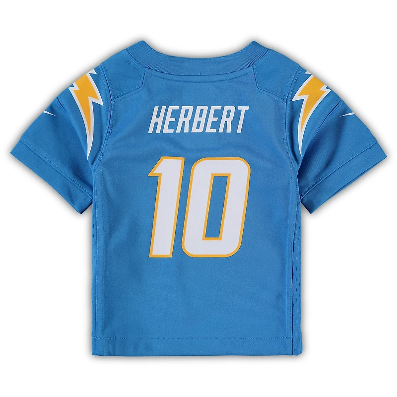 Maillot de jeu Nike Justin Herbert bleu poudre pour enfant des Los Angeles Chargers
