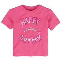 T-shirt rose pour bébé avec inscription « Happy Gameday » des Los Angeles Chargers