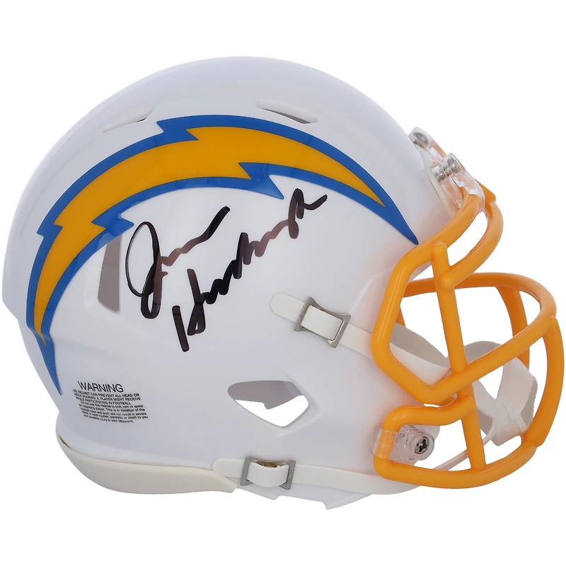 Casque Riddell Speed ​​Mini blanc autographié par Jim Harbaugh des Los Angeles Chargers