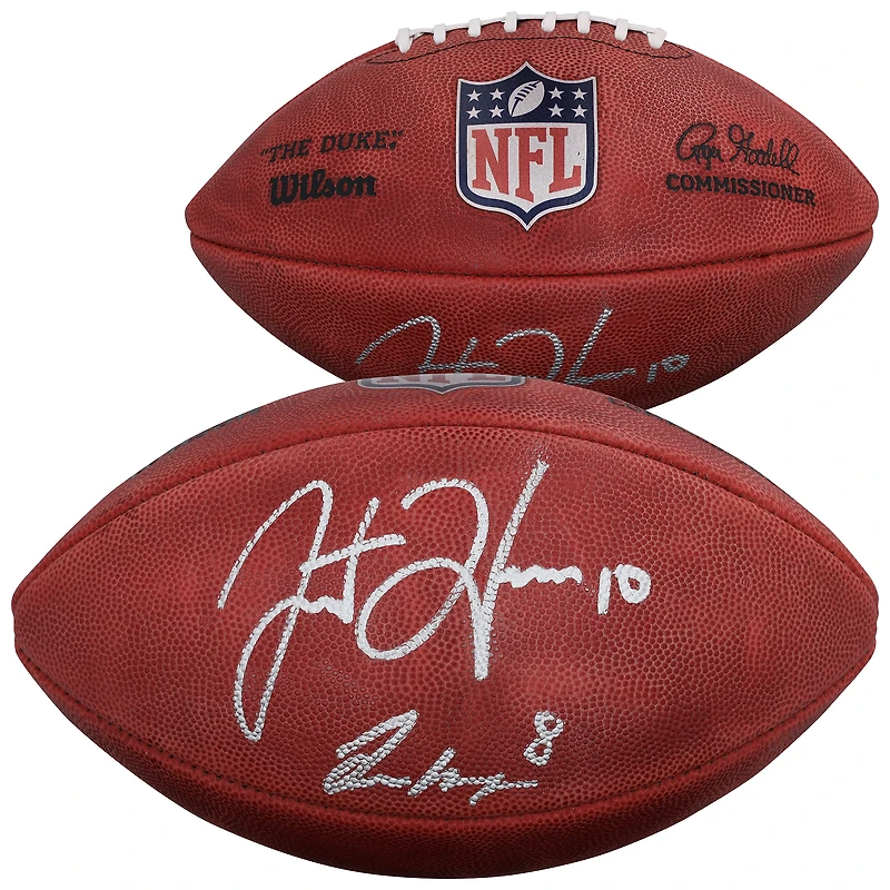 Justin Herbert & Omarion Hampton Los Angeles Chargers Autographed Duke Full Color Football