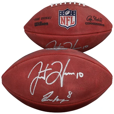Justin Herbert & Omarion Hampton Los Angeles Chargers Autographed Duke Full Color Football