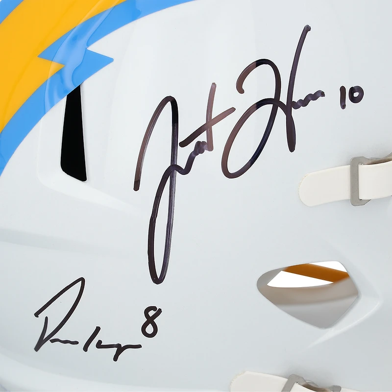 Justin Herbert & Omarion Hampton Los Angeles Chargers Autographed Riddell Speed Replica Helmet