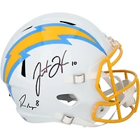 Justin Herbert & Omarion Hampton Los Angeles Chargers Autographed Riddell Speed Replica Helmet