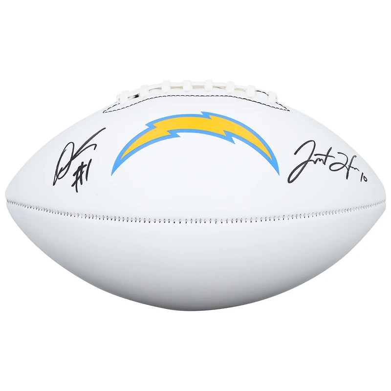 Justin Herbert & Quentin Johnston Los Angeles Chargers Autographed Franklin White Panel Football