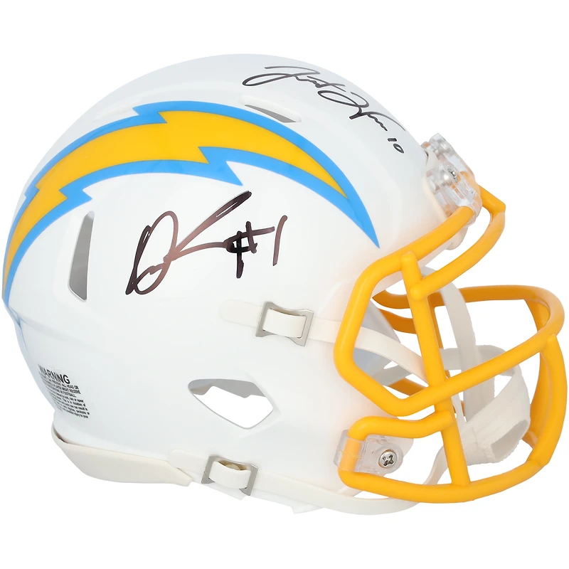 Justin Herbert & Quentin Johnston Los Angeles Chargers Autographed Riddell Speed Mini Helmet