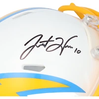 Casque miniature Riddell Speed ​​autographié par Justin Herbert et Quentin Johnston des Chargers de Los Angeles