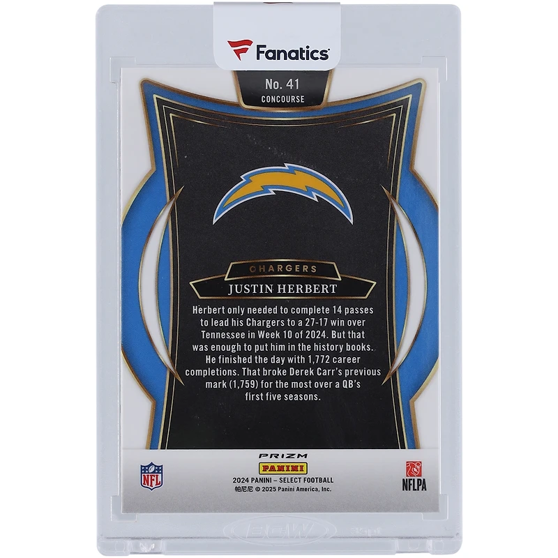 Justin Herbert Los Angeles Chargers 2024 Panini Select Zebra Prizm #41 Card