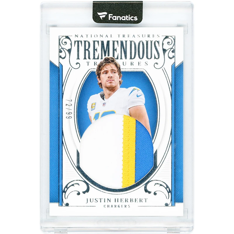 Justin Herbert Los Angeles Chargers 2025 Panini National Treasures Jumbo Tri-Color Relic #TT-JHT #72/99 Card