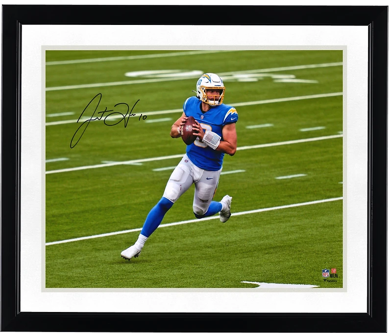Justin Herbert Los Angeles Chargers Autographed 16" x 20" Looking to Pass Photograph
