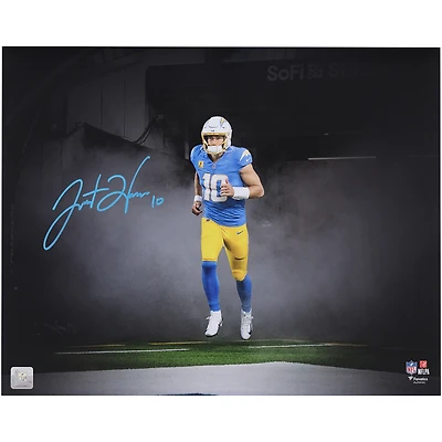 Justin Herbert Los Angeles Chargers Autographed 16" x 20" Smoke Entrance Spotlight Photograph
