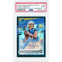 Carte de recrue autographiée de Justin Herbert (Los Angeles Chargers), édition 2020 Panini Donruss Optic Black Pandora Prizm Rated, n° 153, n° 17/25, authentifiée PSA 9.