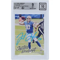 Justin Herbert Los Angeles Chargers Autographed 2020 Panini Luminance Powder Blue #203 Beckett Fanatics Witnessed Authenticated 9/10 Rookie Card 