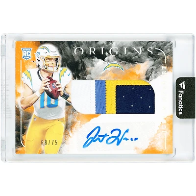 Justin Herbert Los Angeles Chargers Autographed 2020 Panini Origins Quad-Color RPA Orange #103 #68/75 Rookie Card